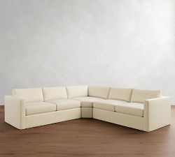Carmel Slim Arm Slipcovered 3-Piece L-Shaped Wedge Sectional (120&quot;&ndash;127&quot;)