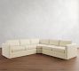 Carmel Slim Arm Slipcovered 3-Piece L-Shaped Wedge Sectional (120&quot;&ndash;127&quot;)