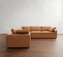 Dream Wide Arm Leather 3-Piece L-Shaped Sectional (120&quot;)