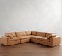 Dream Wide Arm Leather Modular L-Shaped Sectional (130&quot;)