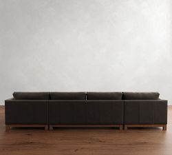 Jake Leather Brindle Wood Base Double Chaise Sectional (146&quot;&ndash;165&quot;)