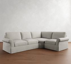 PB Comfort Roll Arm Slipcovered 3-Piece Wedge Sectional (116&quot;)
