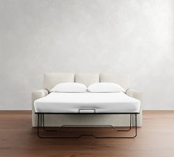 Pearce Square Arm Slipcovered Sleeper Sofa with Memory Foam Mattress (83&quot;)