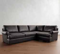 Townsend Roll Arm Leather 3-Piece Sectional (114&quot;)