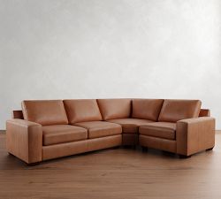 Big Sur Square Arm Leather 3-Piece Wedge Sectional (123&quot;)