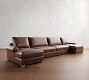 Canyon Roll Arm Leather Double Chaise Sectional (157&quot;&ndash;212&quot;)