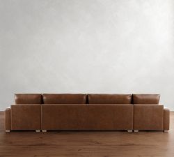 Canyon Square Arm Leather Double Chaise Sectional (151&quot;&ndash;207&quot;)