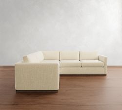 Carmel Slim Arm Wood Base 3-Piece L-Shaped Sectional (110&quot;)