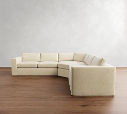 Carmel Wide Arm Slipcovered 3-Piece L-Shaped Wedge Sectional (123&quot;&ndash;129&quot;)