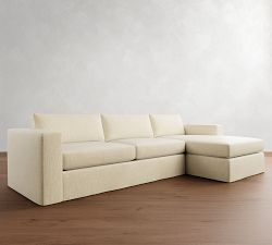 Carmel Wide Arm Slipcovered Chaise Sectional (113&quot;&ndash;135&quot;)