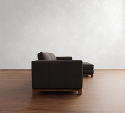 Jake Leather Brindle Wood Base Chaise Sectional (111&quot;&ndash;121&quot;)