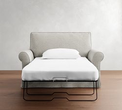 PB Comfort Roll Arm Slipcovered Twin Sleeper Sofa with Memory Foam Mattress (64&quot;)