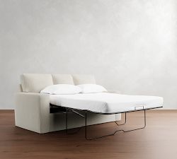 Pearce Square Arm Slipcovered Sleeper Sofa with Memory Foam Mattress (83&quot;)