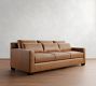 York Square Arm Deep Seat Leather Sofa (60&quot;&ndash;95&quot;)