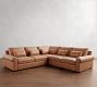 Big Sur Roll Arm Deep Seat Leather 3-Piece L-Shaped Sectional (122&quot;)