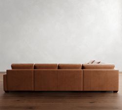 Big Sur Square Arm Deep Seat Leather L-Shaped Chaise Sectional (152&quot;)