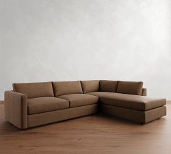 Carmel Slim Arm Leather Return Bumper Sectional (110&quot;&ndash;122&quot;)