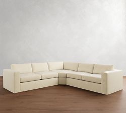 Carmel Wide Arm Slipcovered 3-Piece L-Shaped Wedge Sectional (123&quot;&ndash;129&quot;)