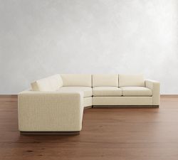 Carmel Wide Arm Wood Base 3-Piece L-Shaped Wedge Sectional (123&quot;)