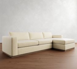 Carmel Wide Arm Wood Base Chaise Sectional (113&quot;&ndash;135&quot;)