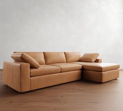 Dream Wide Arm Leather Chaise Sectional (120&quot;&ndash;130&quot;)