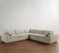 Dream Wide Arm Wood Base Modular L-Shaped Sectional (129&quot;)
