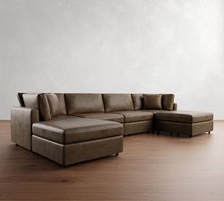 Modular Leather 6-Piece Double Chaise Sectional (148&quot;&ndash;160&quot;)