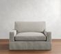 PB Comfort Square Arm Slipcovered Single Sleeper Sofa with Memory Foam Mattress (56&quot;)