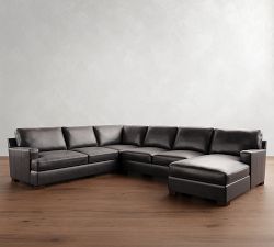 Townsend Square Arm Leather L-Shaped Chaise Sectional (113&quot;)