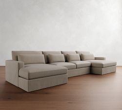 Westwood Square Arm Deep Seat Slipcovered Double Chaise Sectional (172&quot;&ndash;185&quot;)
