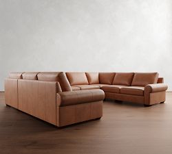 Big Sur Roll Arm Leather U-Shaped Sectional (147&quot;&ndash;179&quot;)