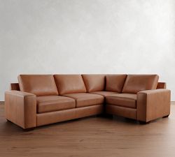 Big Sur Square Arm Leather 3-Piece Sectional (115&quot;)