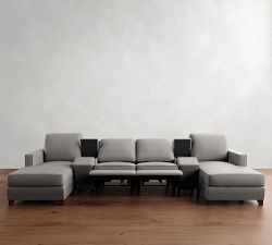 Cameron Square Arm Power Reclining Double Chaise Sectional (129&quot;&ndash;158&quot;)