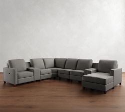 Cameron Square Arm Power Reclining L-Shaped Chaise Sectional - Storage Available (139&quot;&ndash;153&quot;)