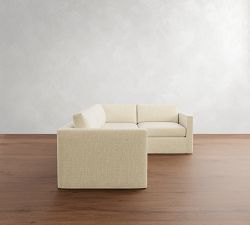 Carmel Slim Arm Slipcovered 3-Piece Sectional (110&quot;)