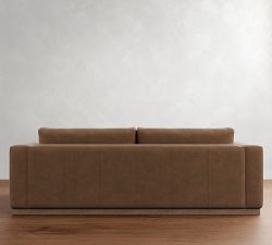 Carmel Wide Arm Leather Wood Base Sofa (62&quot;&ndash;122&quot;)