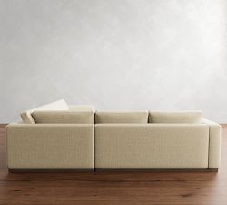 Carmel Wide Arm Wood Base 3-Piece L-Shaped Wedge Sectional (123&quot;)