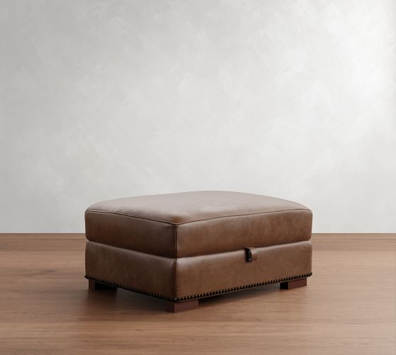 Turner Leather Storage Ottoman with Nailheads