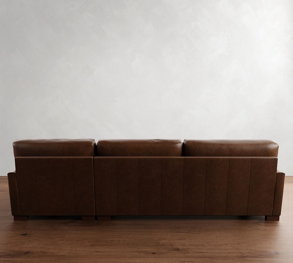 Turner Square Arm Leather Chaise Sectional 105"-129"