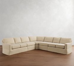 Buchanan Square Arm Slipcovered 5-Piece Wedge Sectional (133&quot;)
