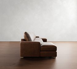 Canyon Square Arm Leather Double Chaise Sectional (151&quot;&ndash;207&quot;)