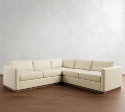 Carmel Slim Arm Wood Base 3-Piece L-Shaped Sectional (110&quot;)