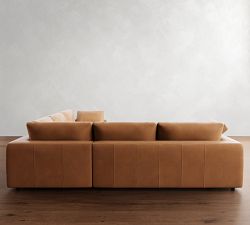 Dream Wide Arm Leather 3-Piece L-Shaped Sectional (120&quot;)
