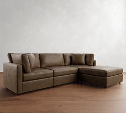 Modular Leather L-Shaped Chaise Sectional (111&quot;&ndash;120&quot;)