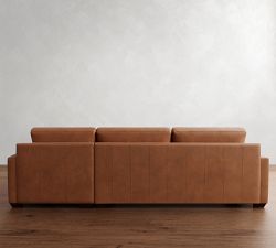 Big Sur Square Arm Leather Chaise Sectional (114&quot;&ndash;156&quot;)
