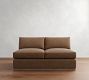 Build Your Own Carmel Wide Arm Wood Base Leather Sectional