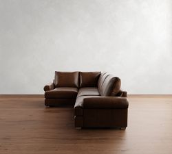 Canyon Roll Arm Leather 3-Piece Sectional (122&quot;)