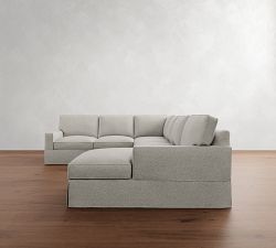 PB Comfort Square Arm Slipcovered L-Shaped Chaise Sectional (135&quot;)