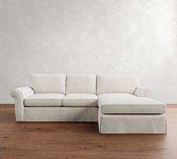 Pearce Roll Arm Slipcovered Chaise Sectional (110&quot;&ndash;150&quot;)