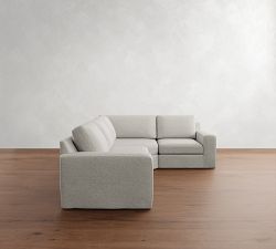 Big Sur Square Arm Slipcovered 3-Piece Wedge Sectional (123&quot;)